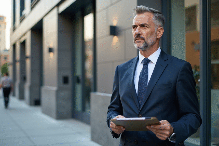 Agent immobilier en costume dans la ville