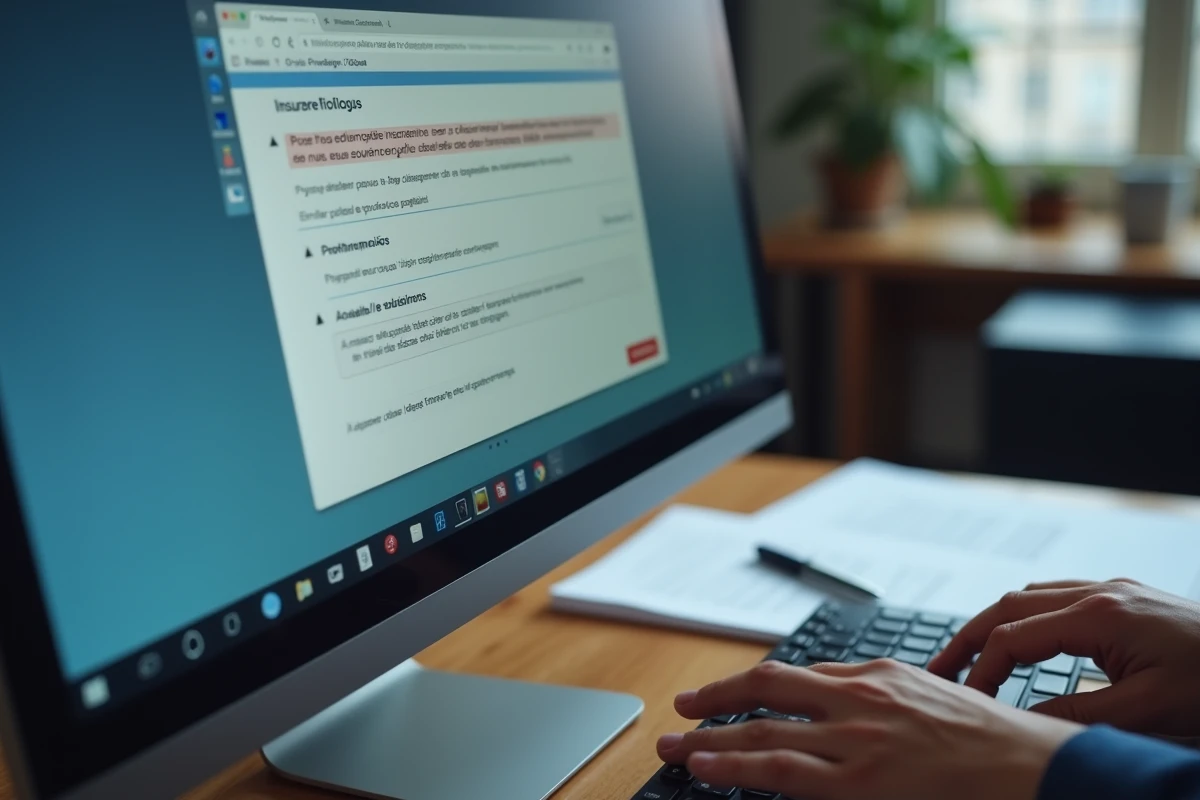 Écran d'ordinateur affichant un message d'erreur sur le portail de courtage Inaxa avec des champs de formulaire en rouge
