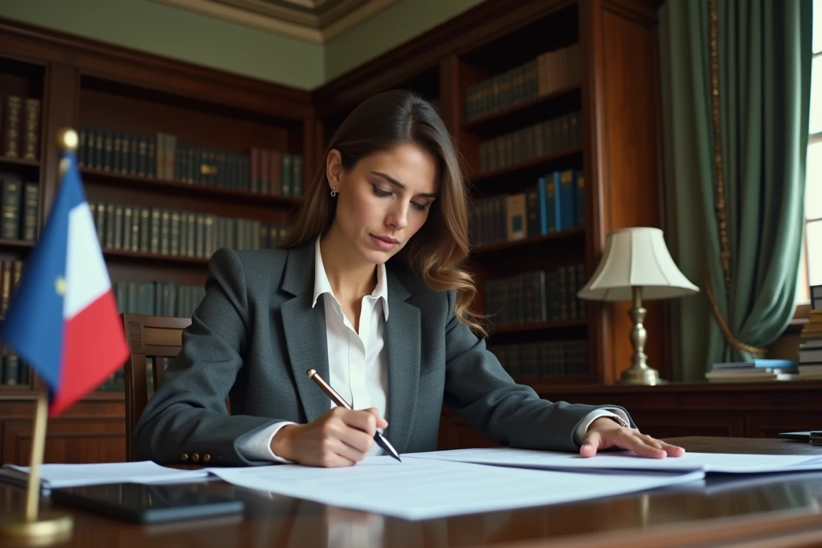 Femme élue locale analysant le budget municipal à son bureau lors de son premier mandat de maire