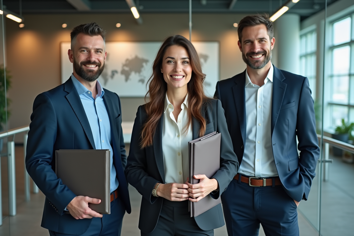 Groupe de professionnels en réunion dans un bureau moderne