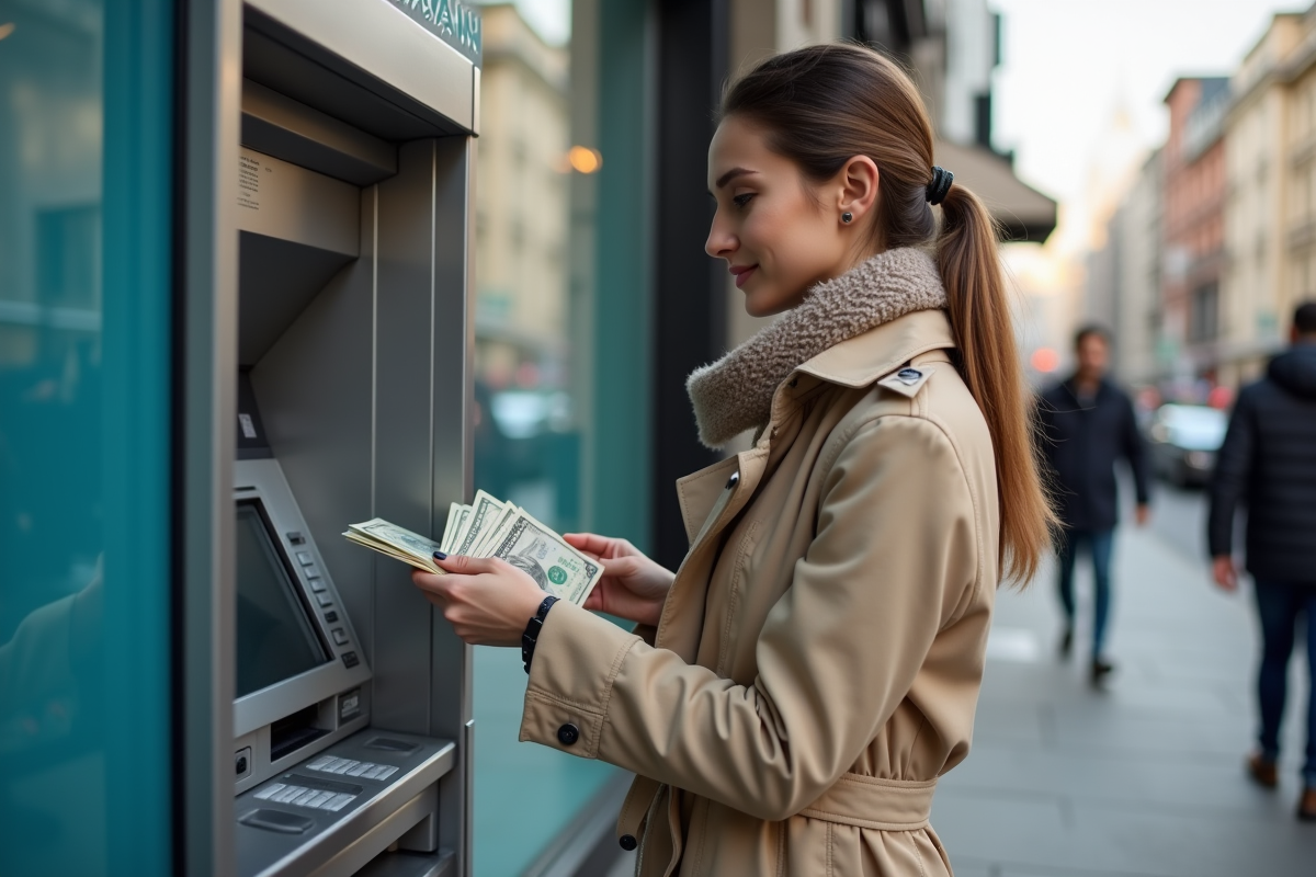 Jeune femme déposant de l