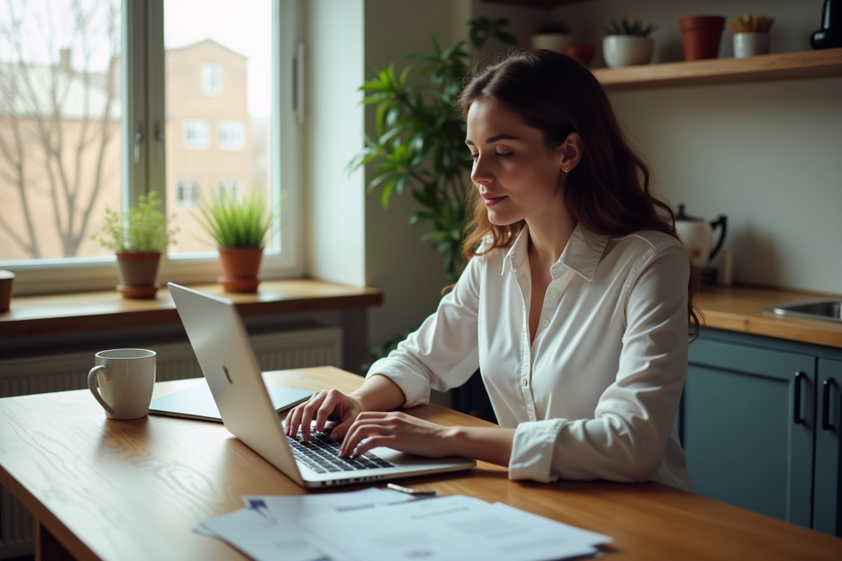 Jeune femme consulte des annonces immobilières