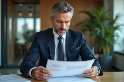 Homme d'affaires en costume dans un bureau moderne