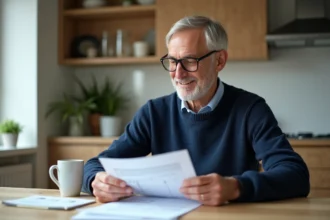 Homme d'âge moyen organisant ses documents financiers