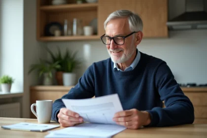 Homme d'âge moyen organisant ses documents financiers