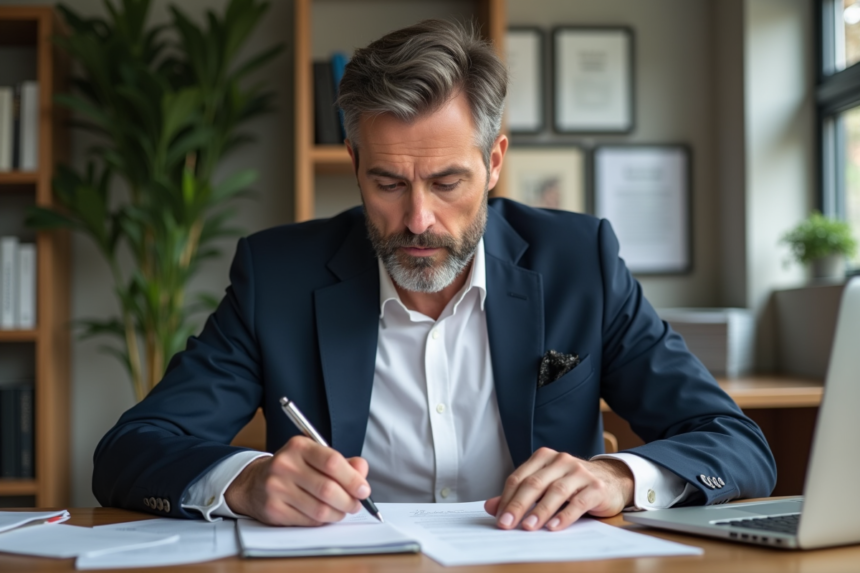 Homme d'affaires en réunion dans un bureau moderne
