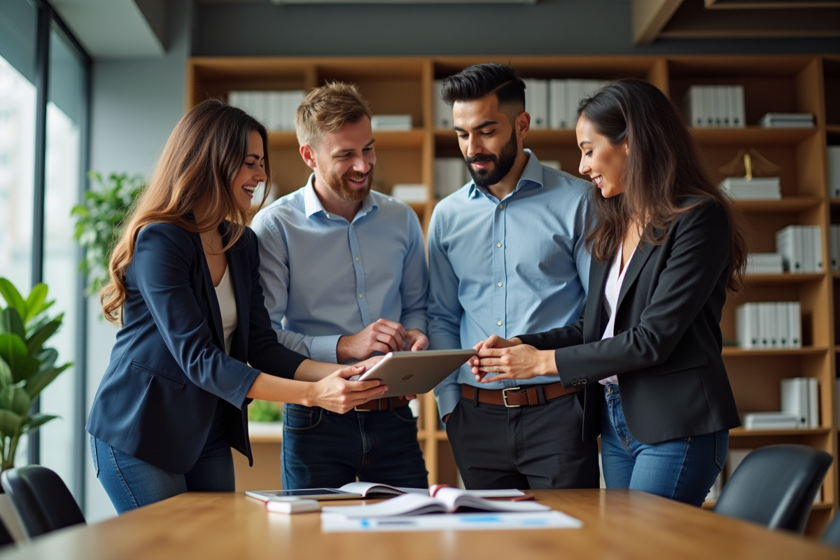 Jeunes professionnels collaborant autour d